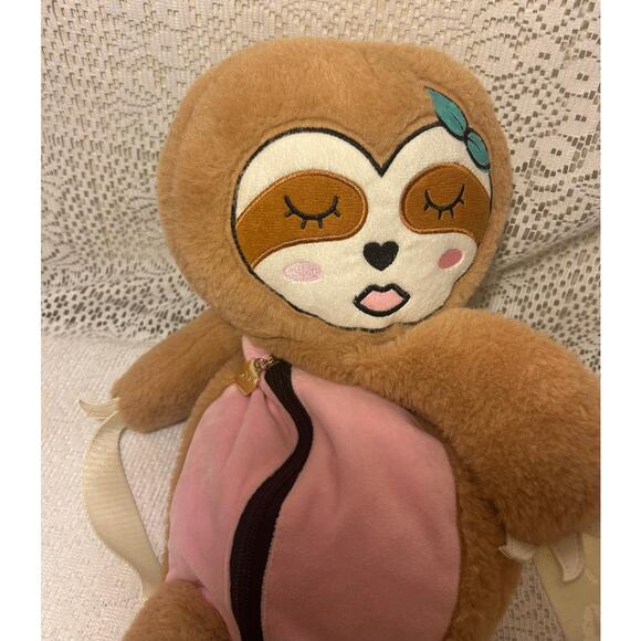 Luv Betsey 20' inch Plush Sloth Back Pack, Purse, Pillow, Tan pink - Picture 2 of 6